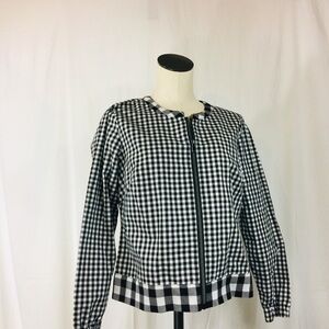 Women’s jacket plaid black and white lightweight zip up size SP Spring Easter